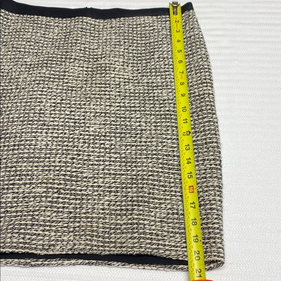 LOFT Skirt Pencil Tweed Office Grosgrain Ribbon Waist Black Cream Preppy Size 10 - Picture 6 of 6